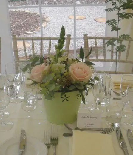 Rose Table Arrangement in Bucket