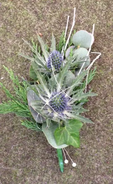 Winter Wedding Eryngium Grooms Buttonhole