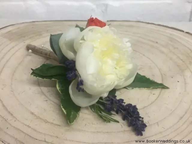 Buttonhole For Groom Peony And Spray Roses