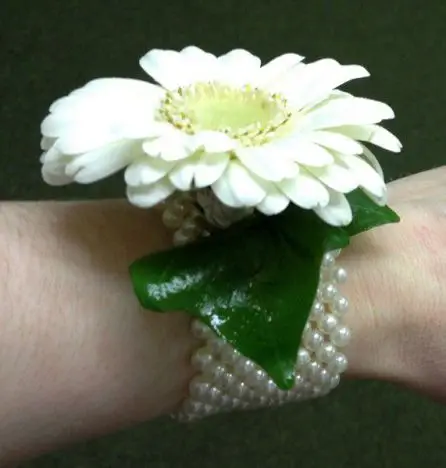 Cream Germini Wrist Corsage - Side View