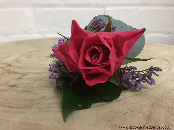 Bright Pink and Purple Buttonhole for Groom