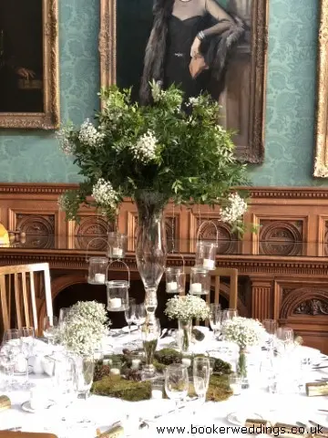 Wedding Table Trees with Hanging Candles and Gyp
