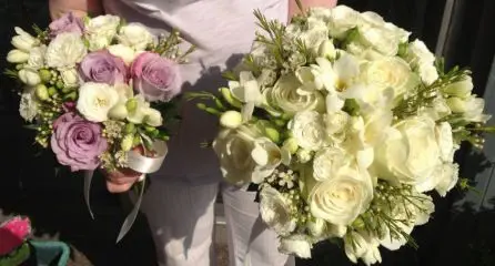 Bride and Bridesmaid Bouquet rose wax and freesia