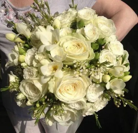 Brides Bouquet Rose Wax and Freesia