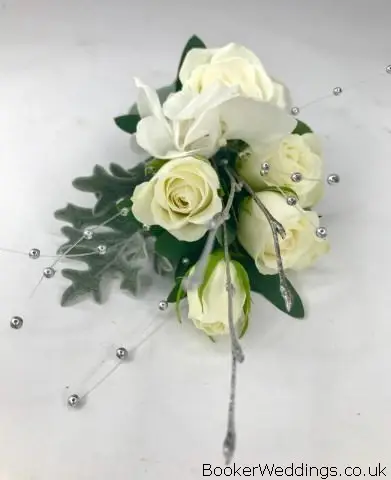 White and Silver Pin Corsage for Mother of the Bride