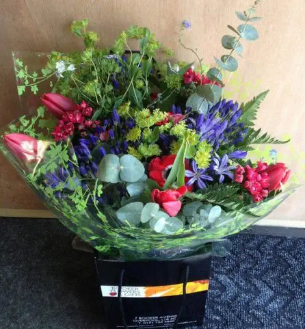 Red and Blue Thank you Bouquet - Meaning of Flowers