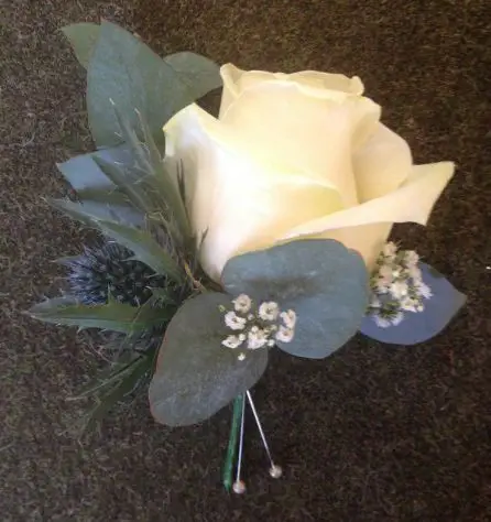 Cream Rose and Eryngium Grooms Buttonhole