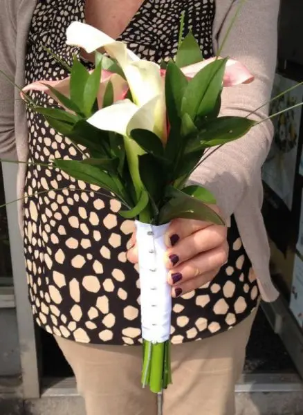 Pink and White Calla Flower Girl Bouquet Side