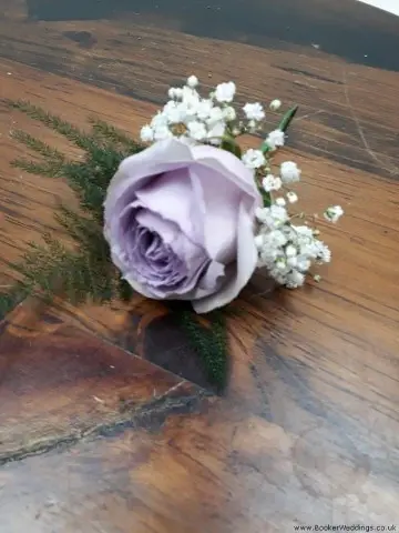 Lilac Rose and Gyp Buttonhole for Best Man