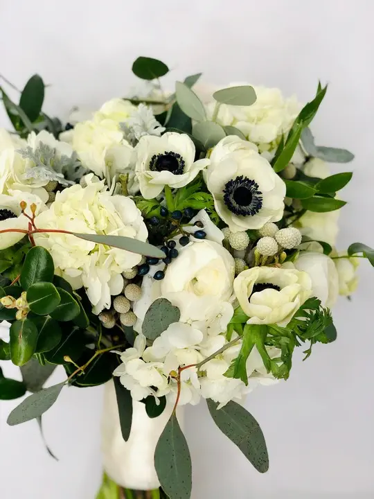 Bridal Bouquet of Hydrangea and Anenomes