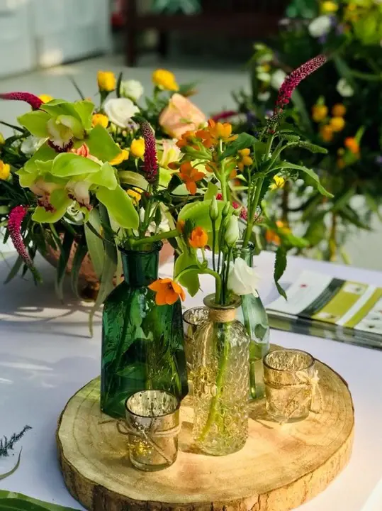 Bright Bud Vases at Palm House Wedding Fair