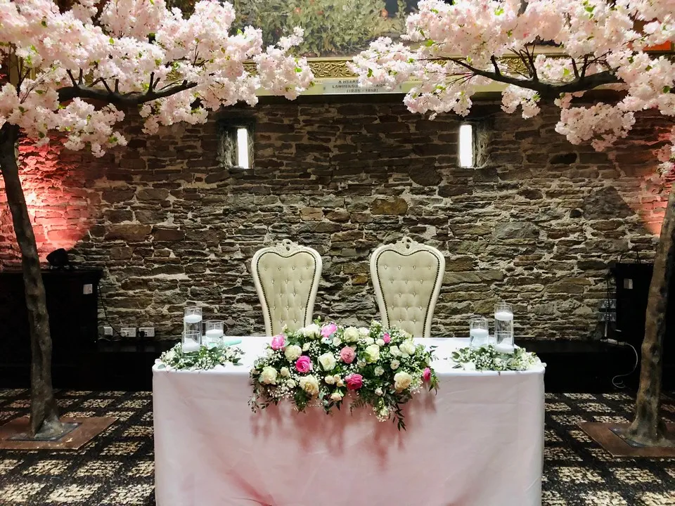 Long and Low Wedding Table Arrangement