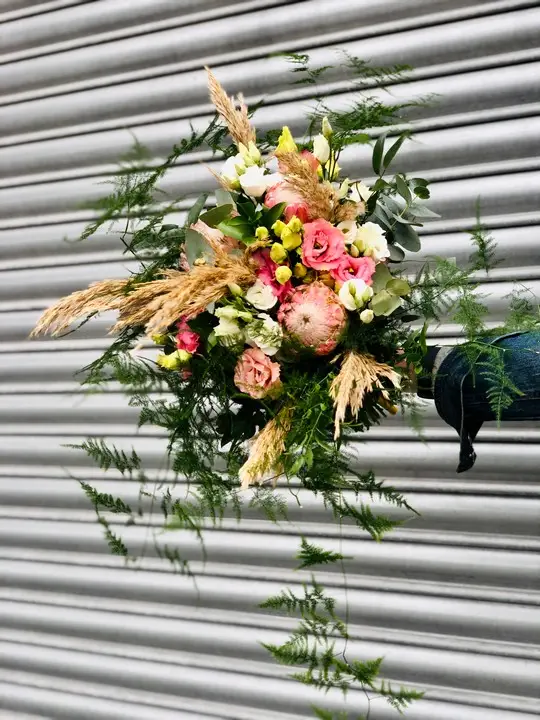 Protea and Pampas with Trailing Foliage