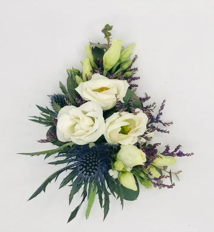 White and Blue Wedding Pin Corsage