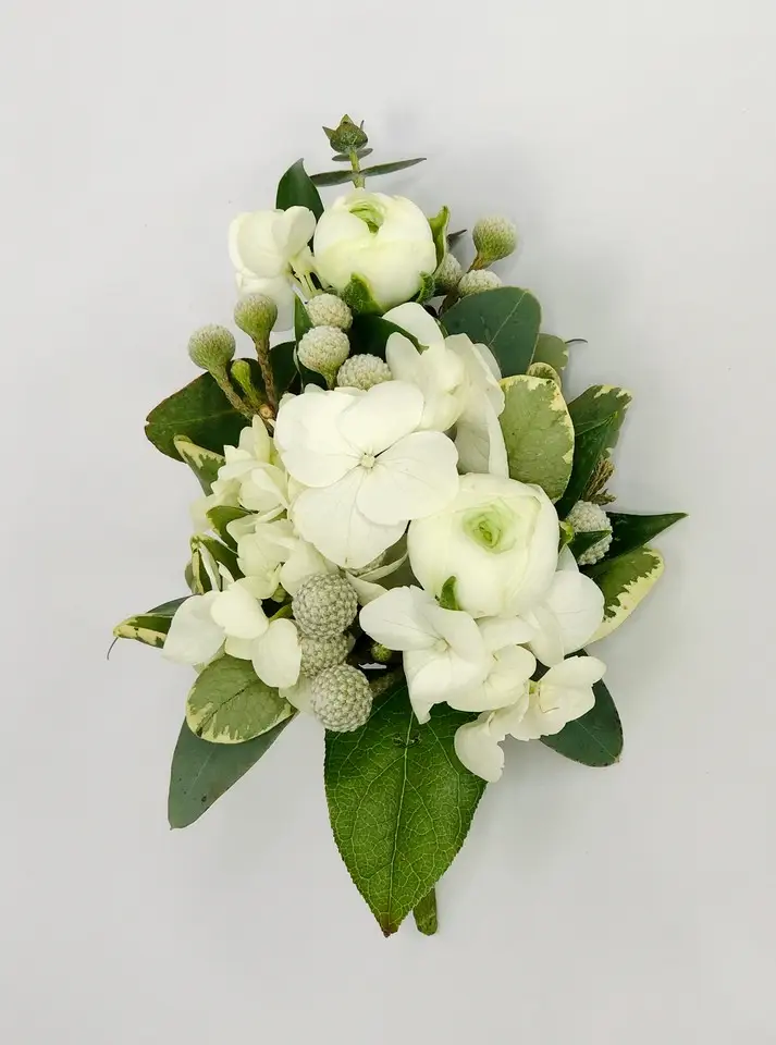 White and Grey Wedding Pin Corsage