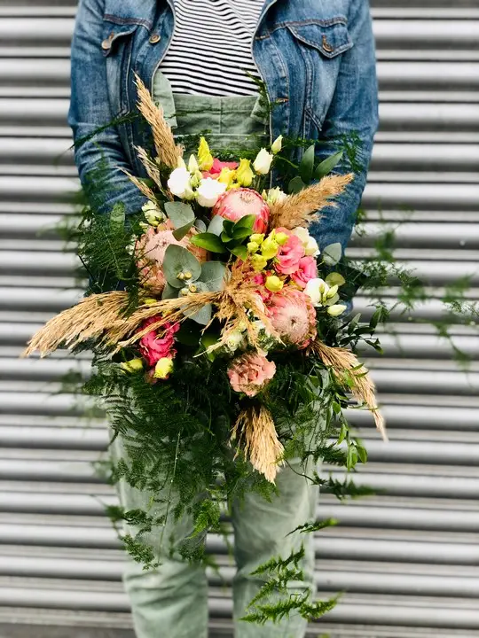 Wild Bridal Bouquet including Protea