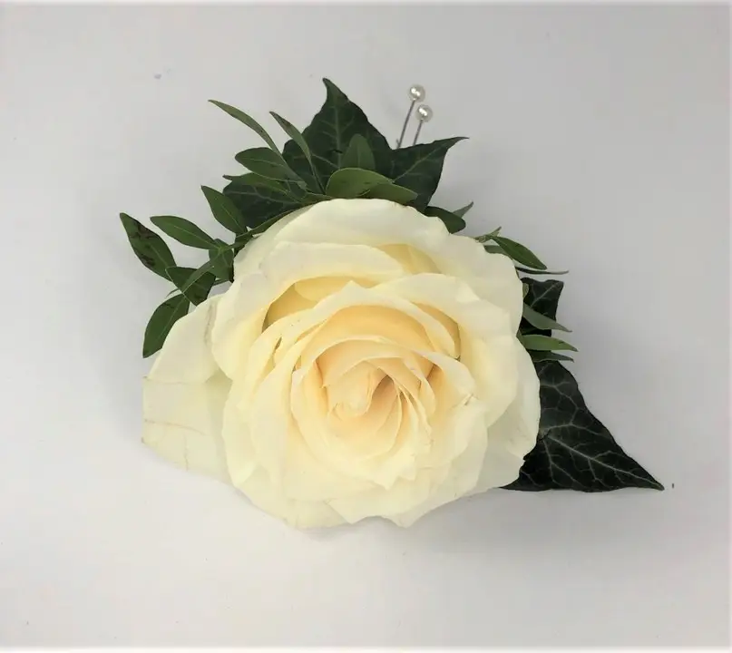 Classic White Rose and Ivy Buttonhole