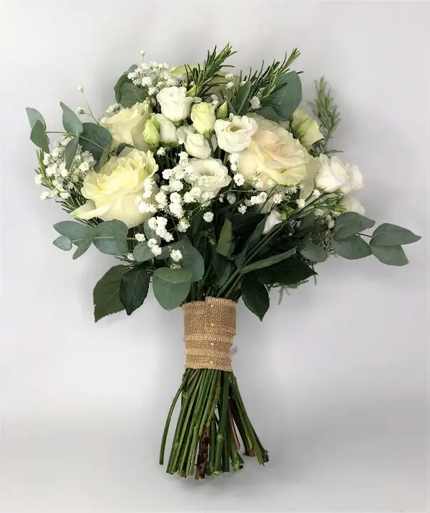 Classic White and Green Bridal Bouquet with Eucalyptus