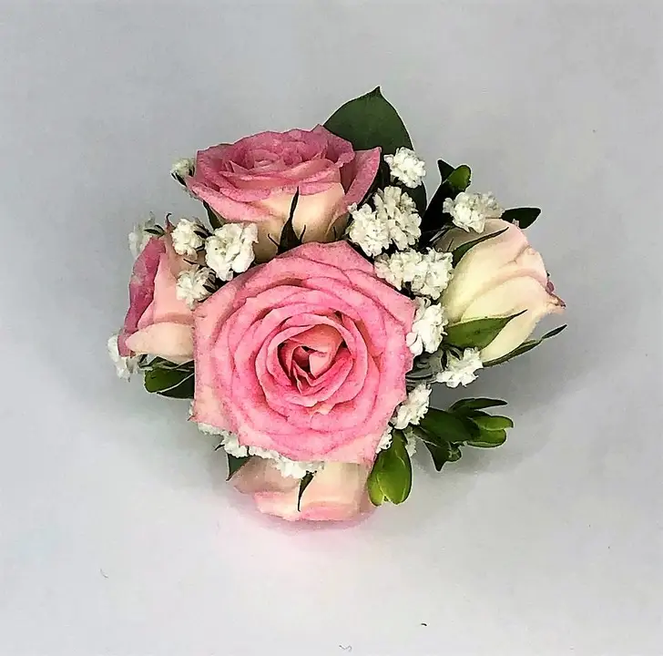 Pink Rose and Gypsophila Wrist Corsage for Bridesmaid