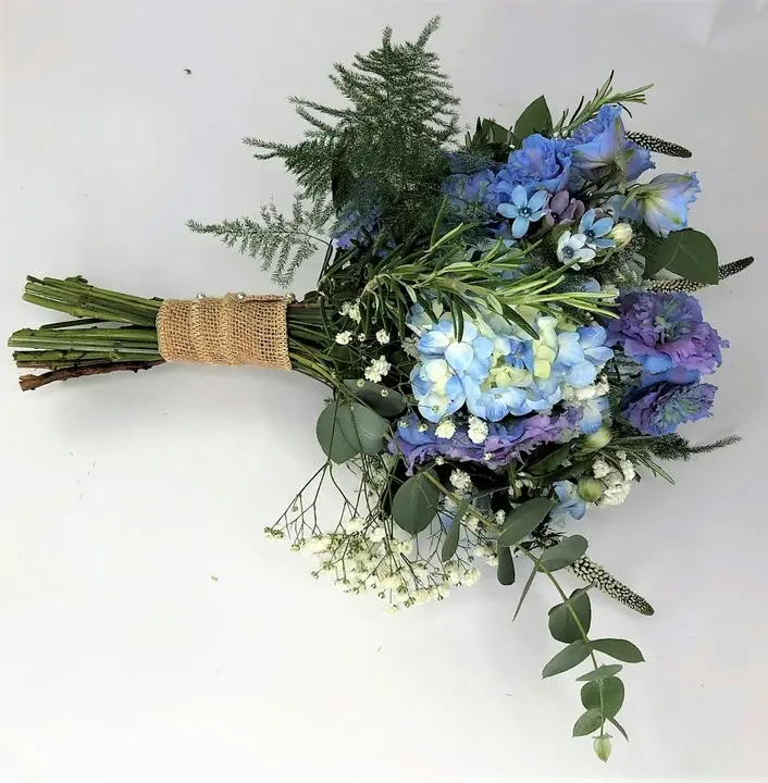 Pretty Blue Pastel Bridal Bouquet with Hydrangeas