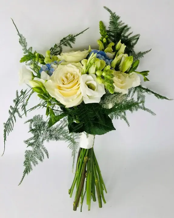 White and Blue Rustic Handtied with Wild Foliage