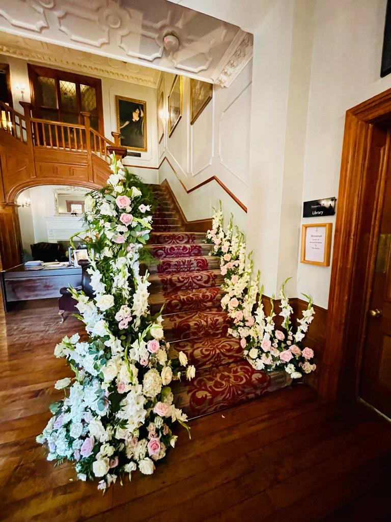 Grand Floral Staircase Installation at Nunsmere Hall