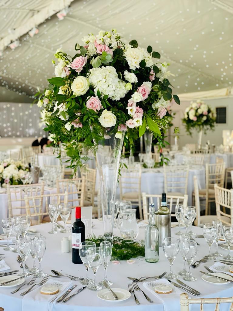 Pink and White Rose Tall Table Flowers