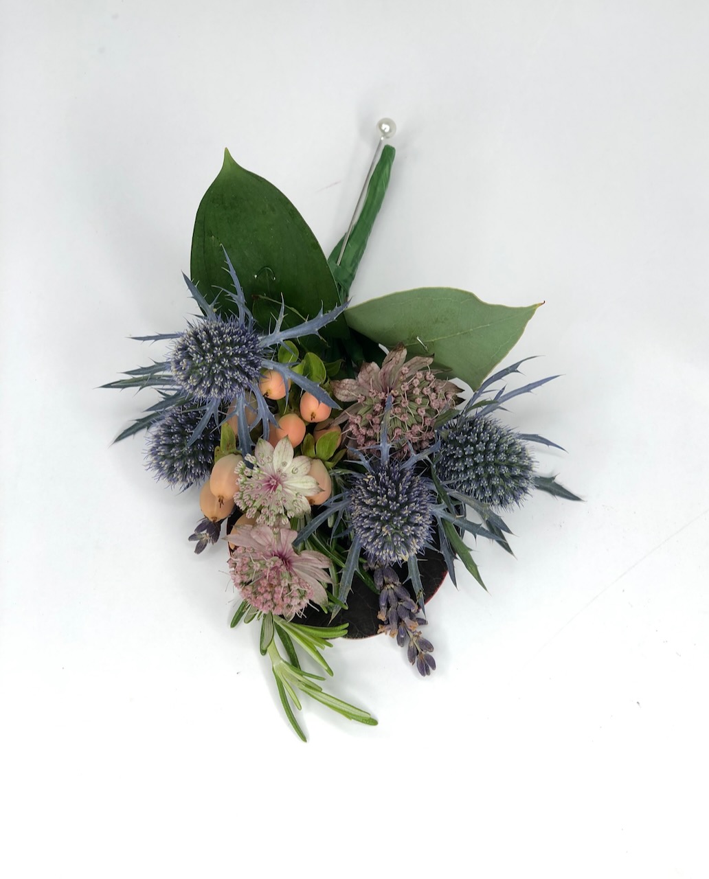Rustic Boutonierre with Berries and Thistle