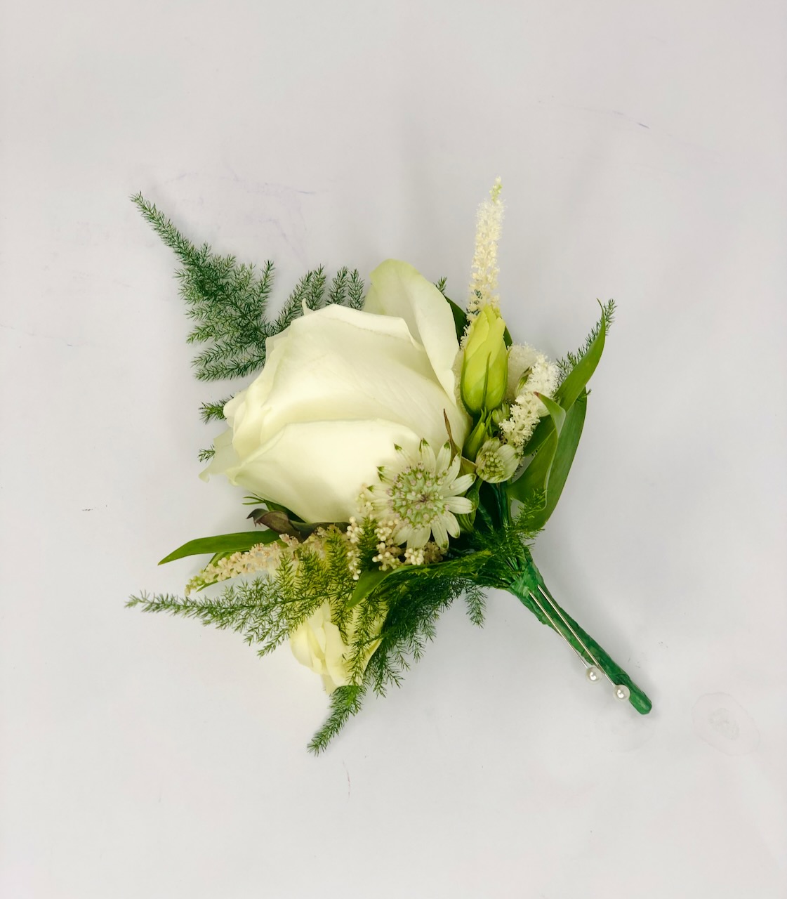 Rustic White Rose Buttonhole for Groom
