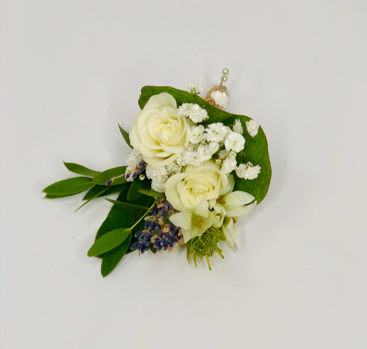 Spray Rose and Lavender Grooms Buttonhole