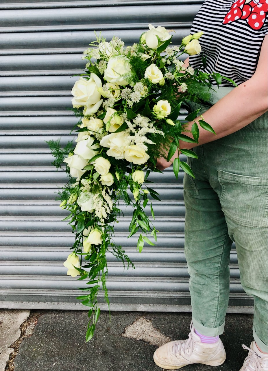 White Flower Shower Bouquet Side View