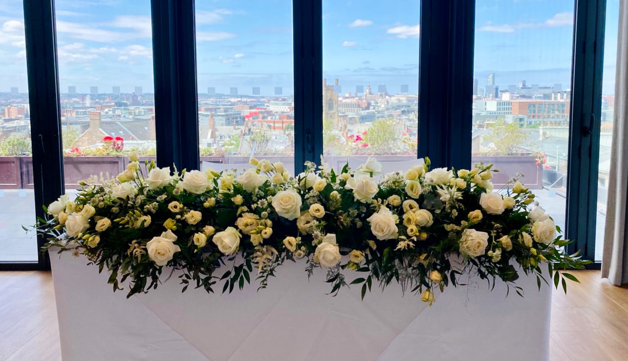 White Rose Floral Runner for Summer Wedding