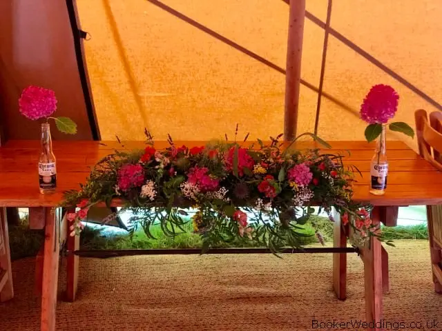 Tipi Delamere Forest Wedding Top Table Flowers