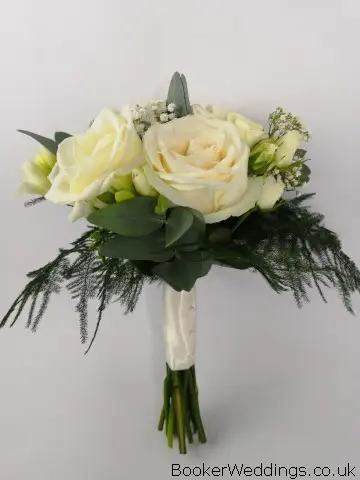Bridesmaid White Rose Gyp and Freesia Handtied