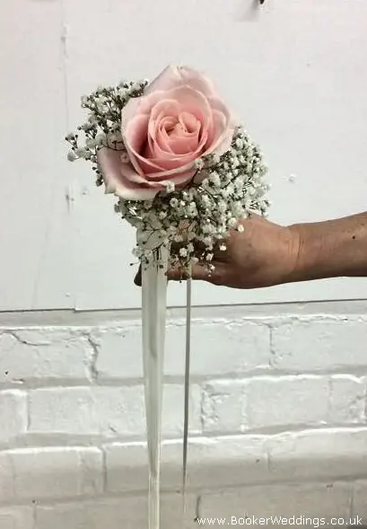 Flower Girl Pink Rose Wand with Gypsy Grass