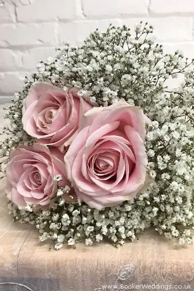 Pink Rose and Gyp HandTied Wedding Bouquet for Bridesmaids