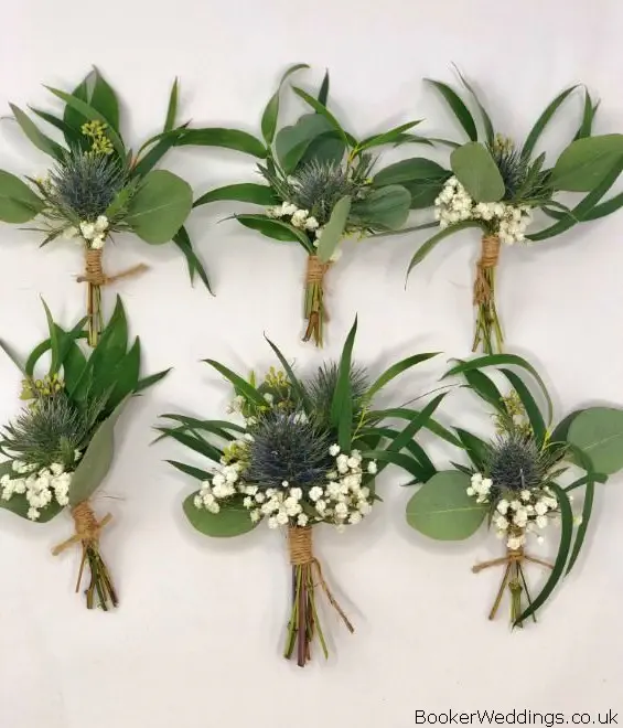 Matching Buttonholes for Lake District Wedding