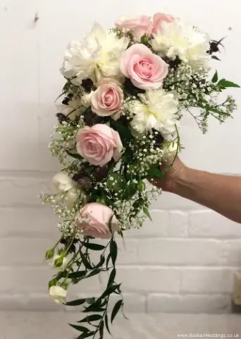 Bride Teardrop Bouquet in Pink and White Wedding Flowers