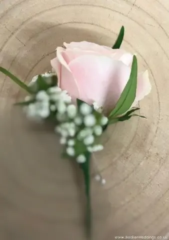 Buttonhole for Mother of the Bride or Groom  Pink Rose and Gyp