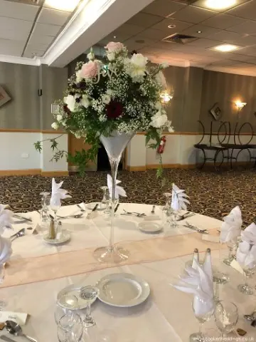 Tall Table Arrangements for Pink and White Wedding