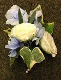 Spray Rose and Blue Hydrangea Corsage