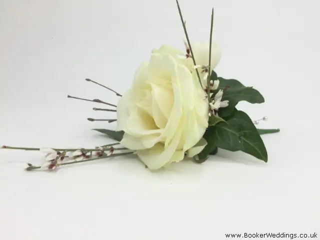 Rose Groom Buttonhole In White And Green