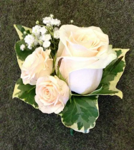 Pale Peach Rose Grooms Buttonhole