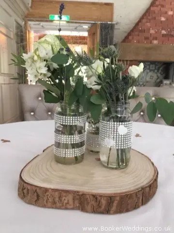 Rustic Wedding Table Arrangement Roses Lavender Lissianthus Eryngium
