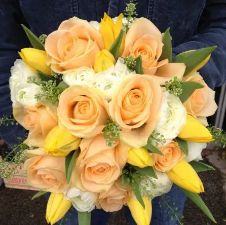 Peach Rose and Tulip Brides Bouquet