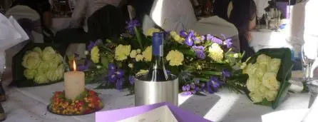 Yellow and Blue Top Table Arrangement - Back