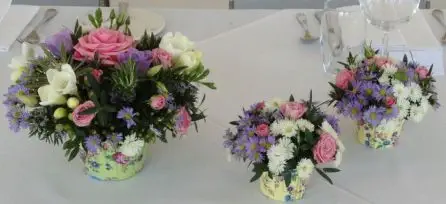 Pink White and Lilac Cupcake Country Style Arrangements (3)