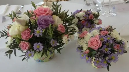Pink White and Lilac Cupcake Country Style Arrangements