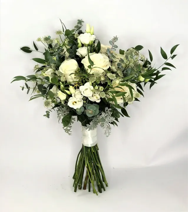 Loose Bridal Bouquet with Wild Foliage and Texture