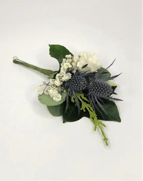 Thistle and Eucalyptus Boutonniere for Groomsmen